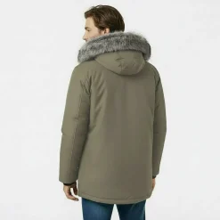 Men's Water Resistant Wind Resistant Faux Fur Hooded Parka