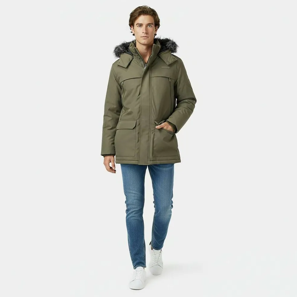 Men's Water Resistant Wind Resistant Faux Fur Hooded Parka