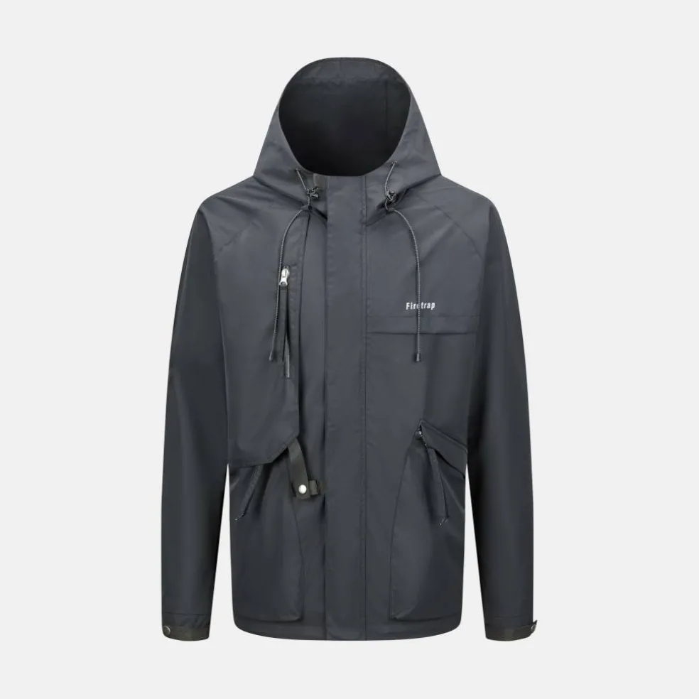 Men's Windproof Full Zip Hooded Rain Anorak
