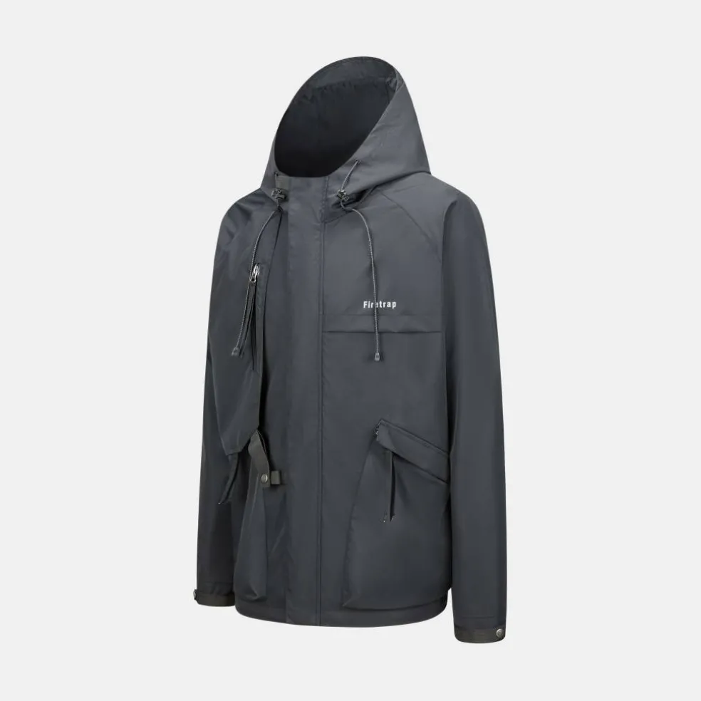 Men's Windproof Full Zip Hooded Rain Anorak