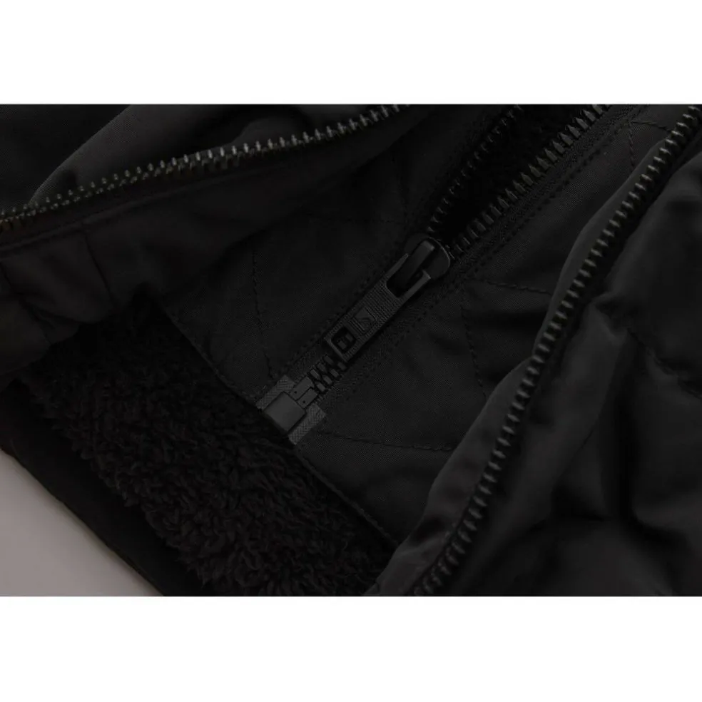 Men's 2 Zip Bubble Faux Fur Trim Fleece Lined Short Puffer Jacket
