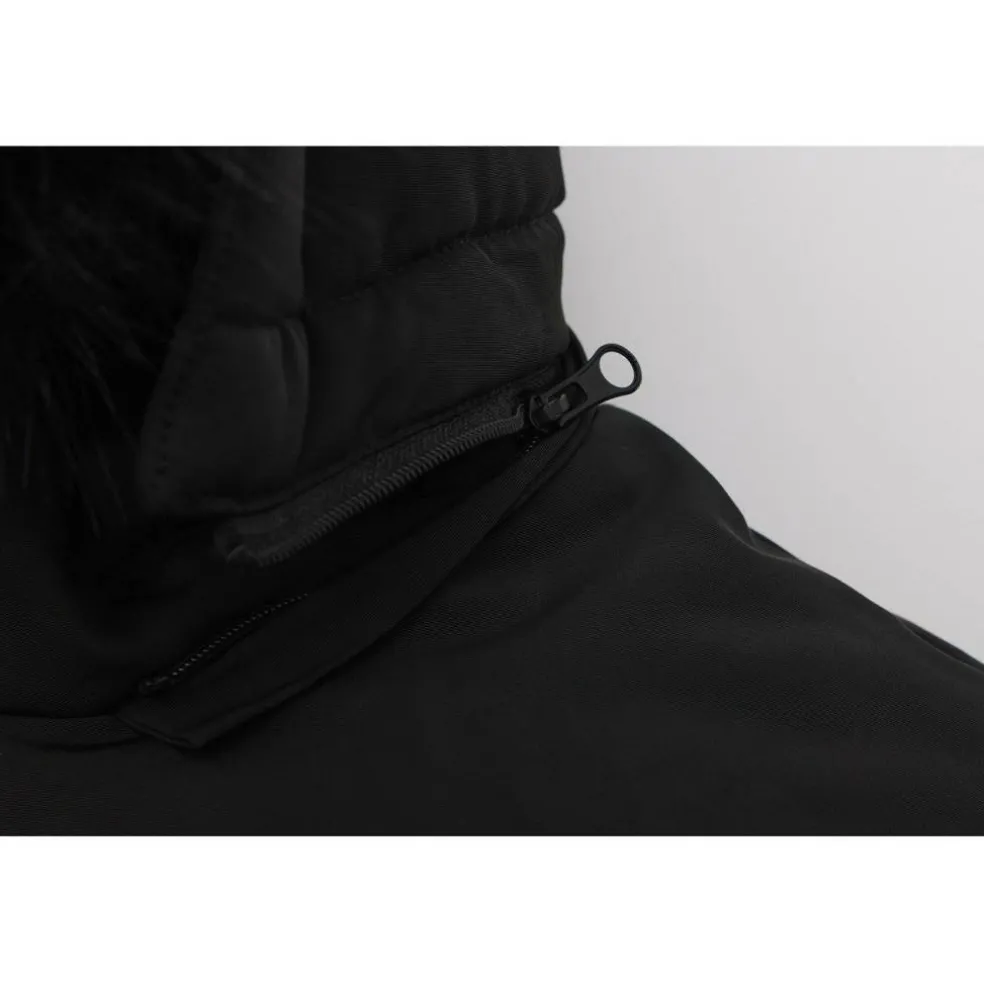 Men's 2 Zip Bubble Faux Fur Trim Fleece Lined Short Puffer Jacket