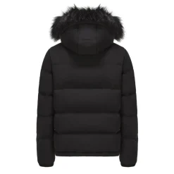 Men's 2 Zip Bubble Faux Fur Trim Fleece Lined Short Puffer Jacket