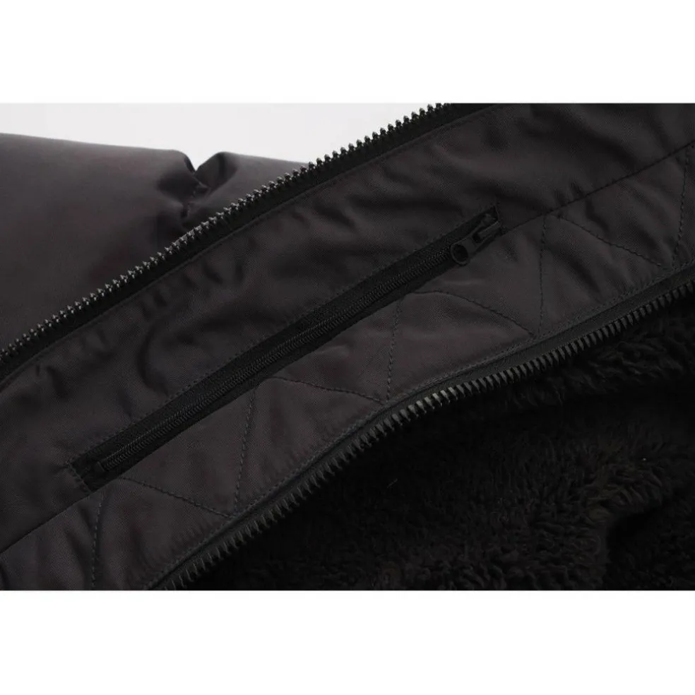 Men's 2 Zip Bubble Faux Fur Trim Fleece Lined Short Puffer Jacket