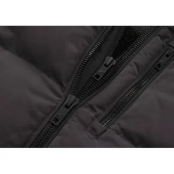 Men's 2 Zip Bubble Faux Fur Trim Fleece Lined Short Puffer Jacket