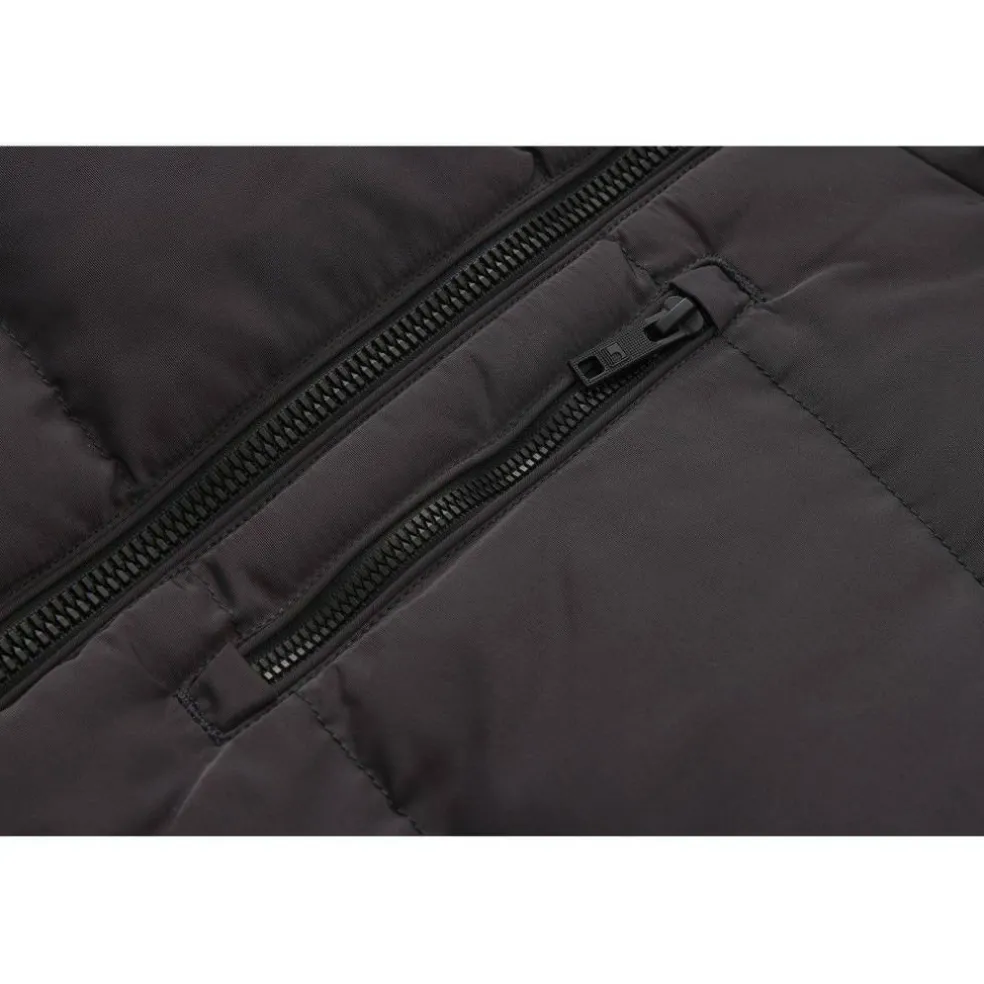 Men's 2 Zip Bubble Faux Fur Trim Fleece Lined Short Puffer Jacket