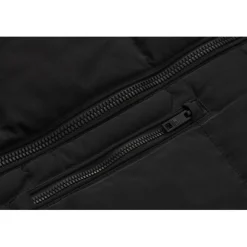 Men's 2 Zip Bubble Faux Fur Trim Fleece Lined Short Puffer Jacket