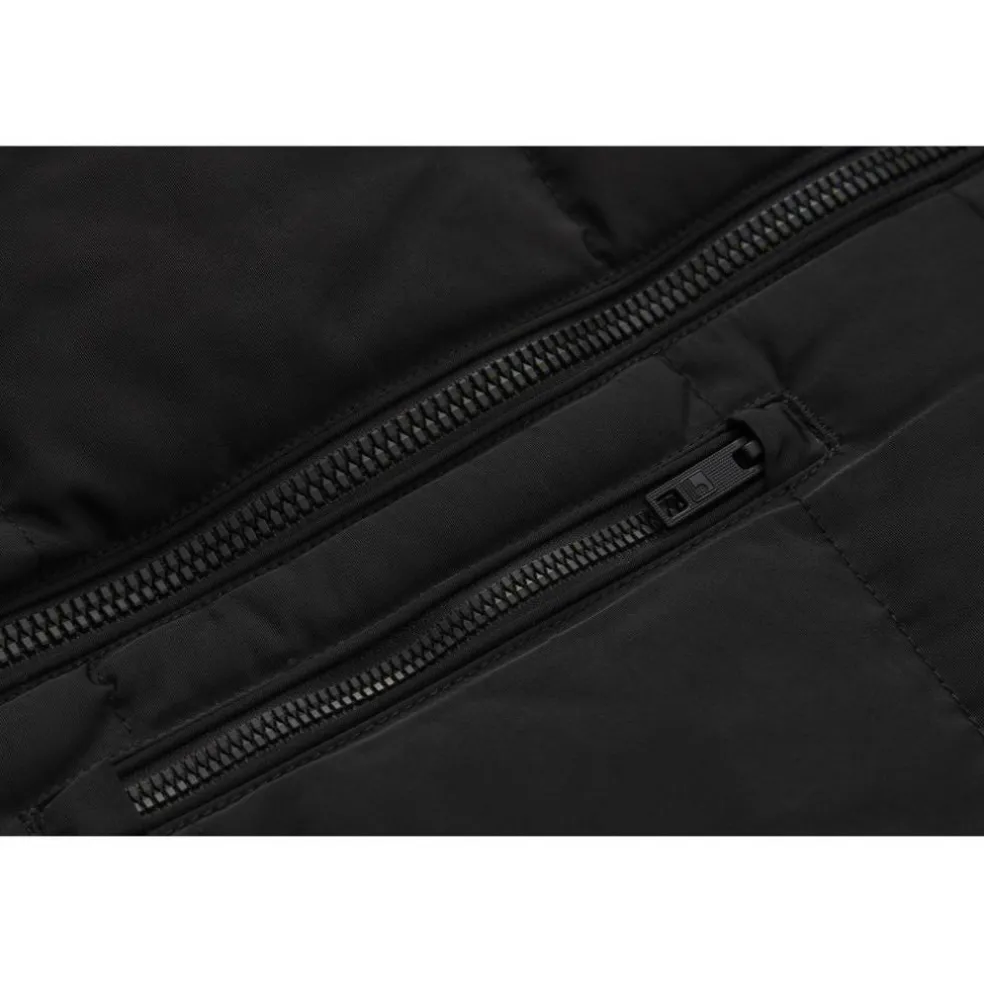 Men's 2 Zip Bubble Faux Fur Trim Fleece Lined Short Puffer Jacket