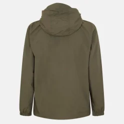 Men's Zip Through Cotton Wind Resistant Long Sleeve Hooded Rain Anorak