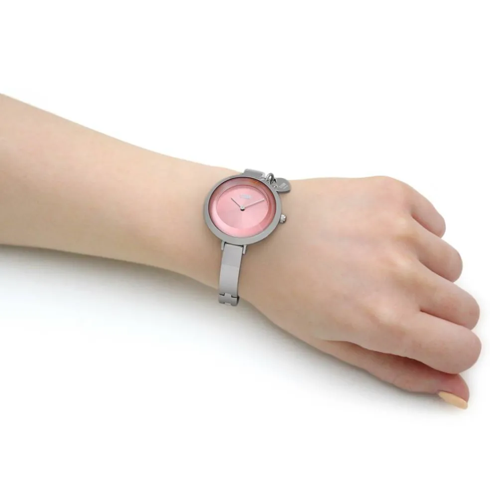 Mera Silver Impatiens Pink Stainless Steel Watch