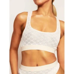 Mesh Embroidered Taped Racer Crop Vest Top