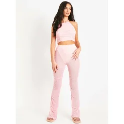 Mesh Tack Side Flare Trouser