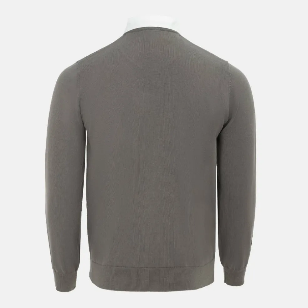Mock V Neck Knitted Sweater Men