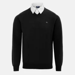 Mock V Neck Knitted Sweater Men