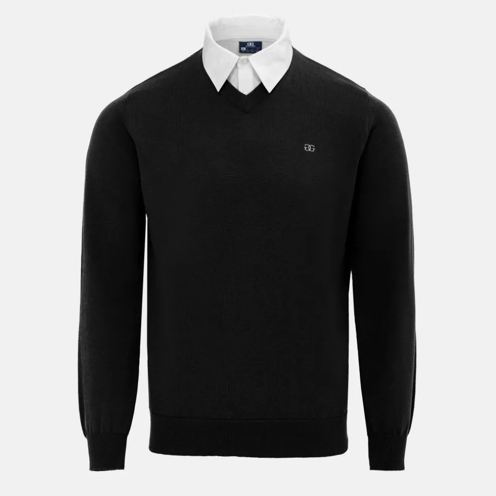 Mock V Neck Knitted Sweater Men