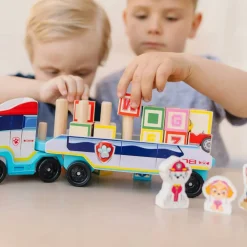 PAW Patrol Toy Truck with Alphabet & Number Wooden Blocks
