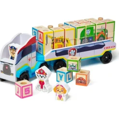 PAW Patrol Toy Truck with Alphabet & Number Wooden Blocks