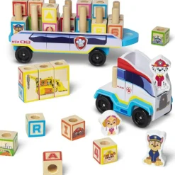 PAW Patrol Toy Truck with Alphabet & Number Wooden Blocks
