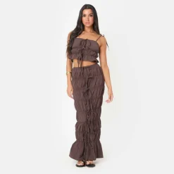 Poplin Ruched Tie Crop Top