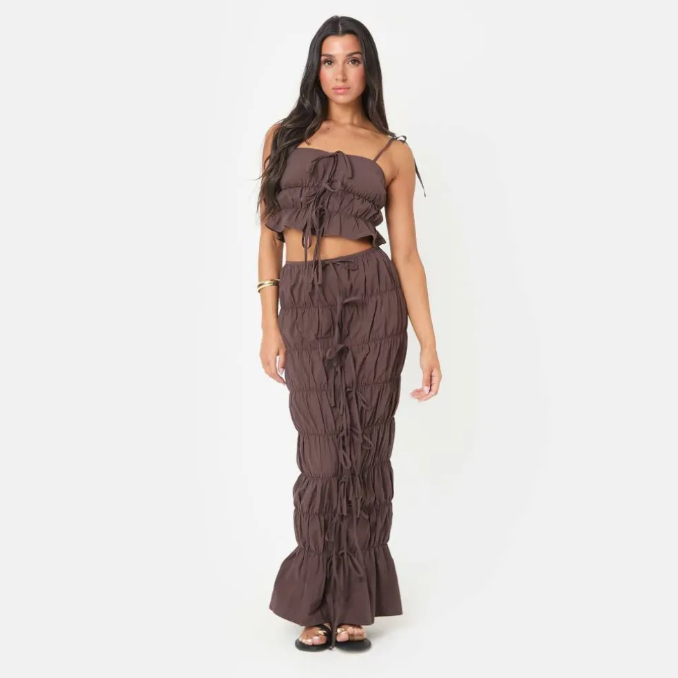 Poplin Ruched Tie Crop Top