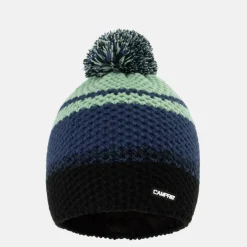 Raise Striped Pom-Pom Acrylic Beanie