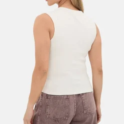 Ribbed Button Front Long Sleeved Top