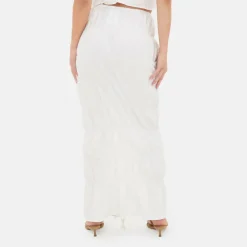 Ruched Poplin Maxi Skirt