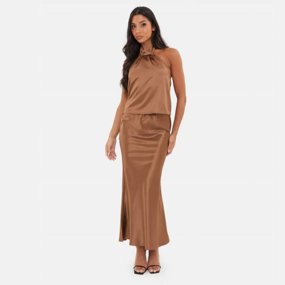 Satin Bias Cut Maxi Skirt