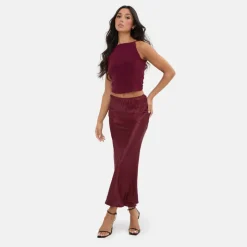 Satin Bias Cut Maxi Skirt