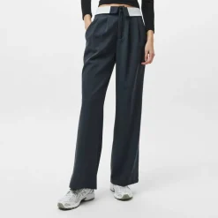 Satin Fold Over Waist Wide Leg Trousers
