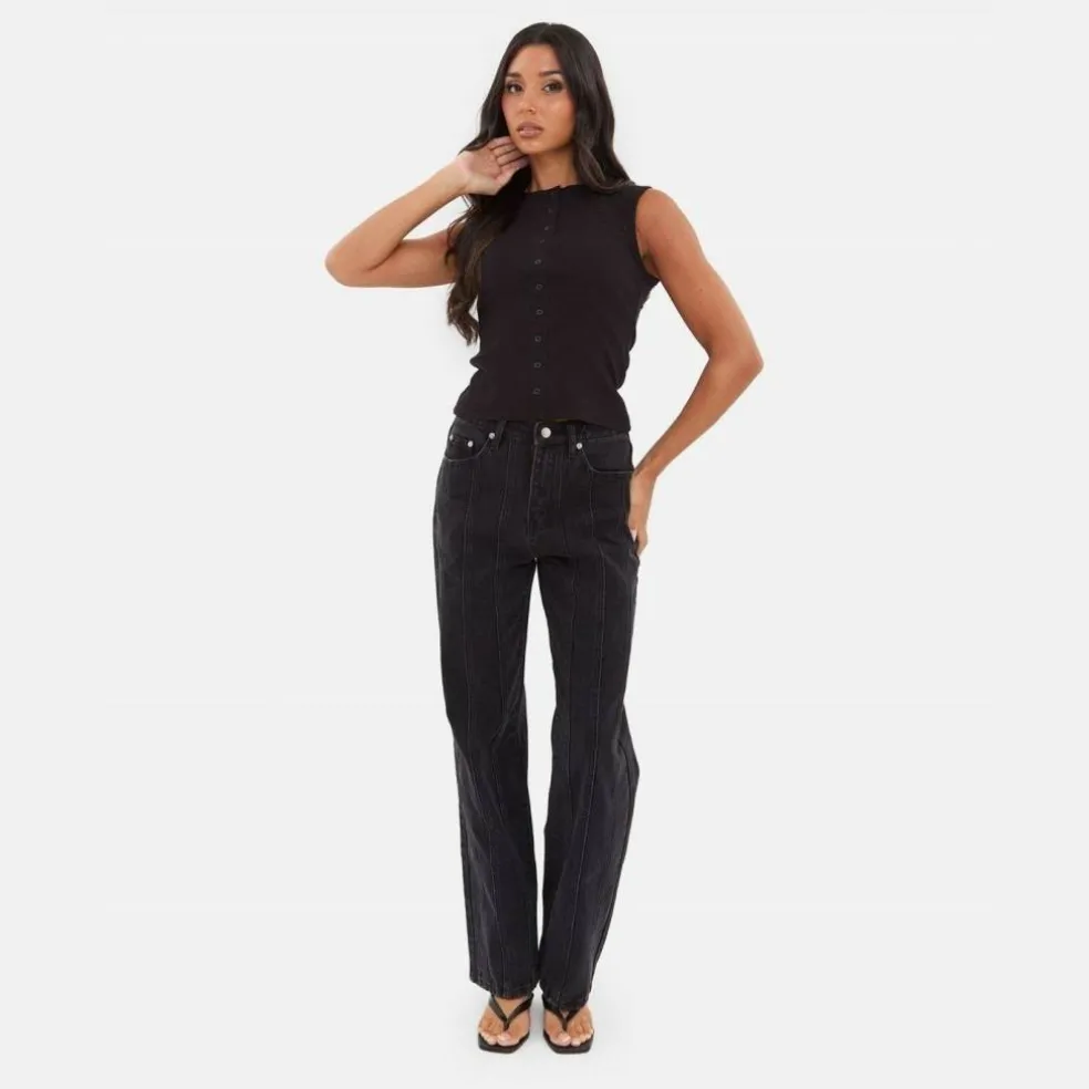 Seam Detail Straight Leg Jeans