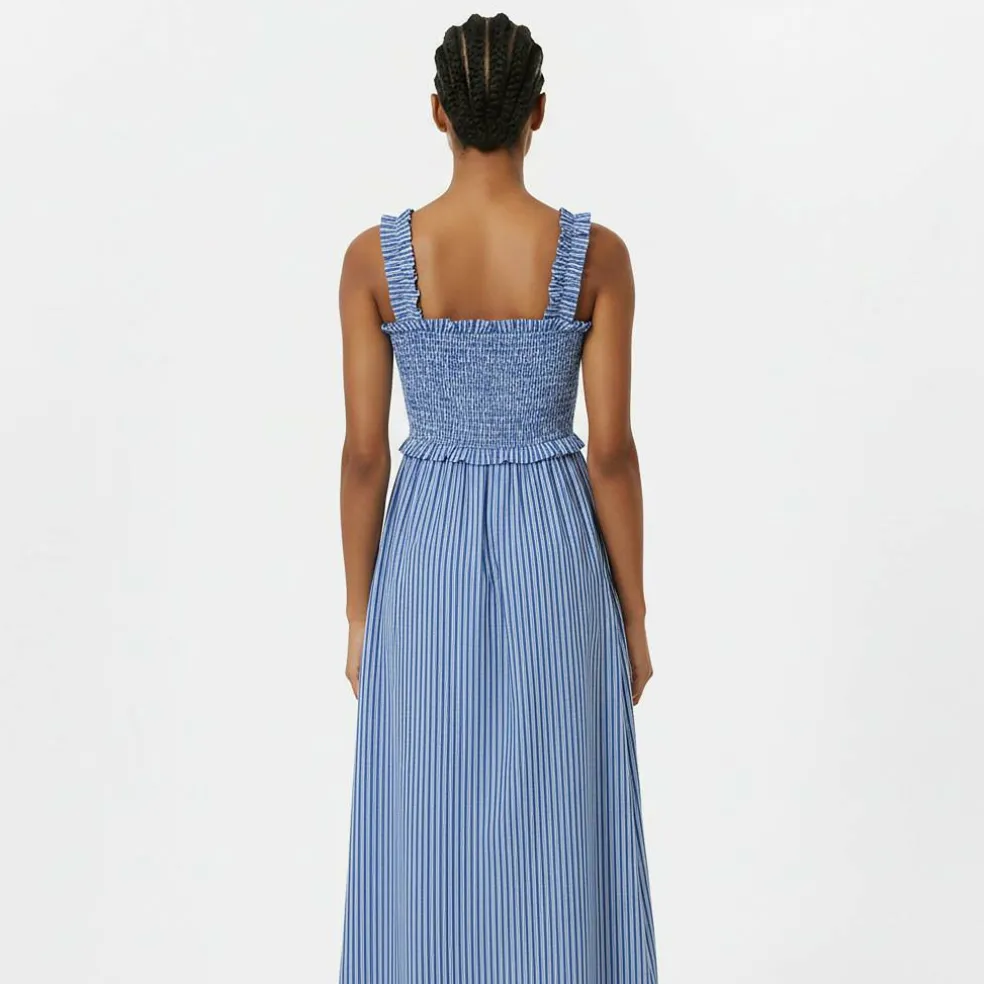 Shirred Striped Maxi Dress