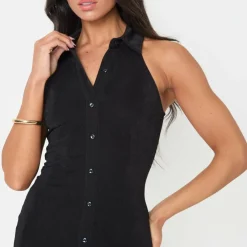 Slinky Button Front Maxi Dress