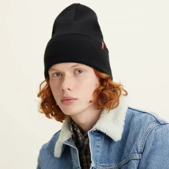Slouchy Red Tab Beanie