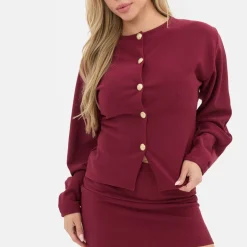 Statement Button Ribbed Cardigan