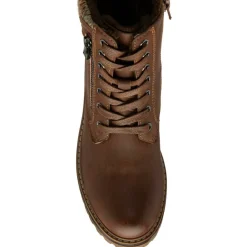 Stefani Brown Zip-Up Ankle Boots