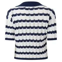 Striped Crochet Button Top