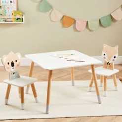Studio Wooden Kids Animal Table and 2 Chair Set