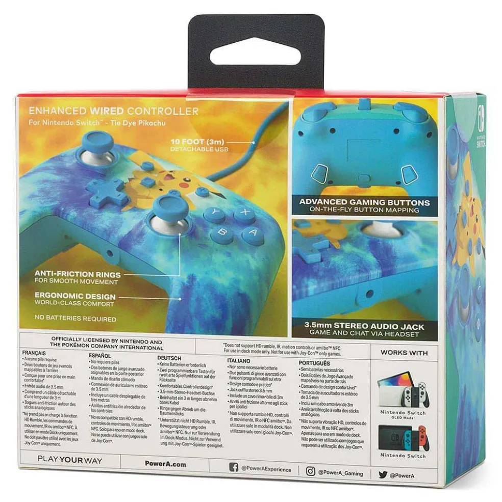 Switch Wired Controller - Tie Dye Pikachu