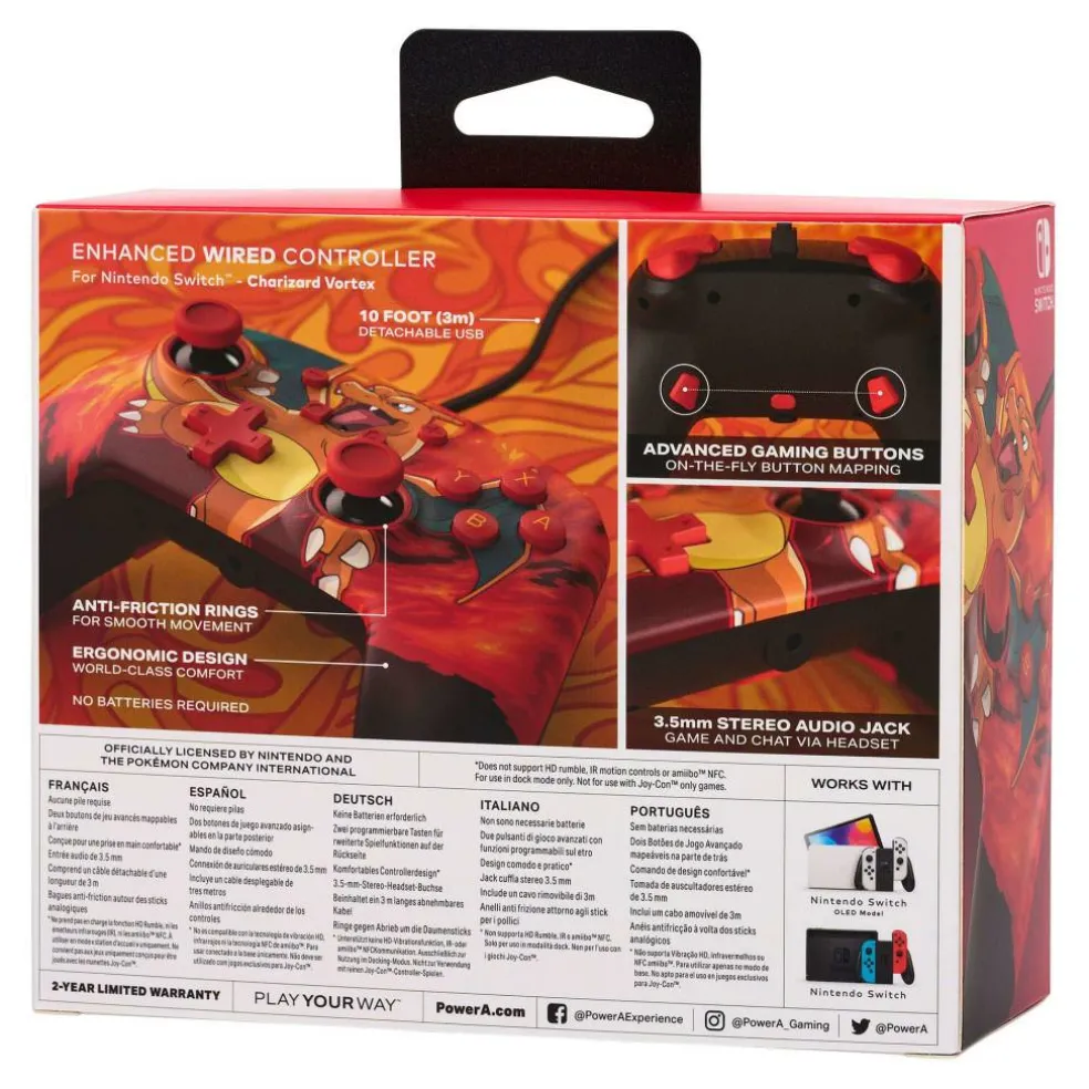 Switch Wired Controller - Charizard Vortex