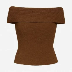 Textured Bardot Sleeveless Top