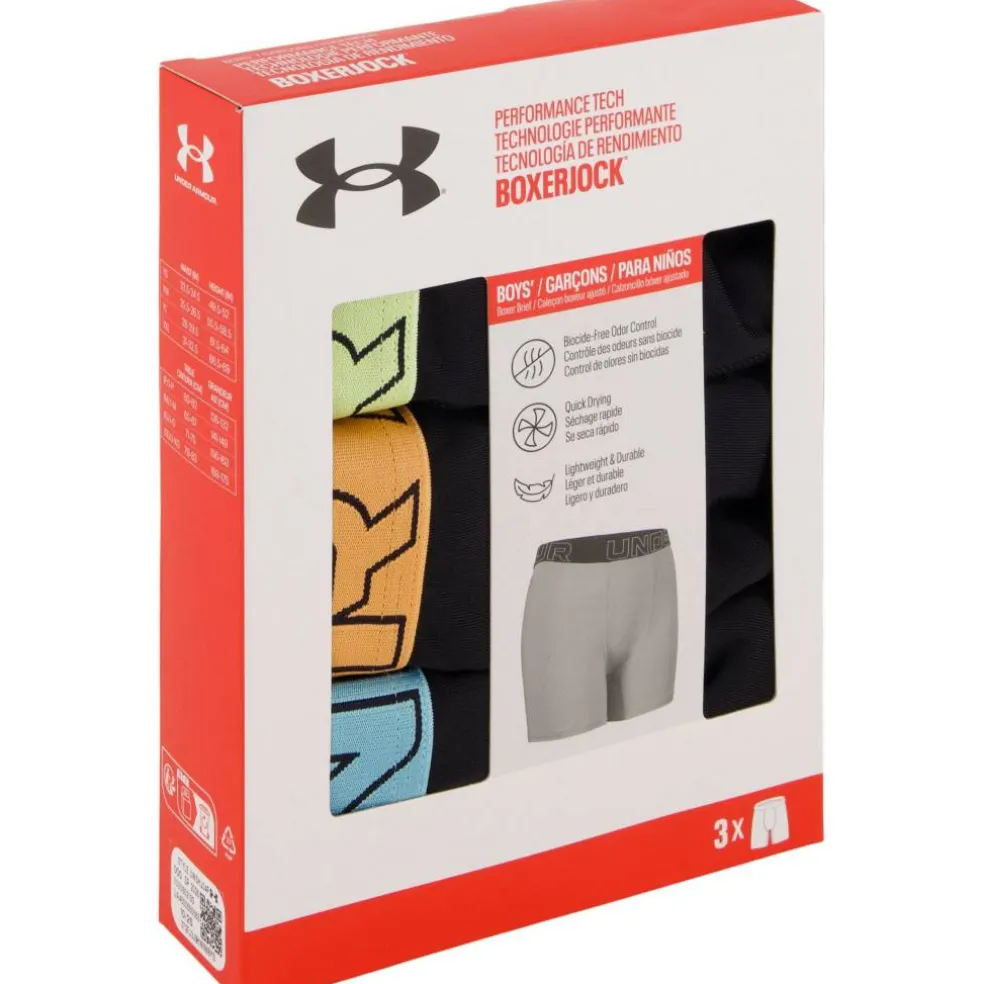 UA Boys Performance Tech 3 Pack Boxers Junior