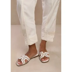 Wheres Cut Out Strap Detail Flat Sandals