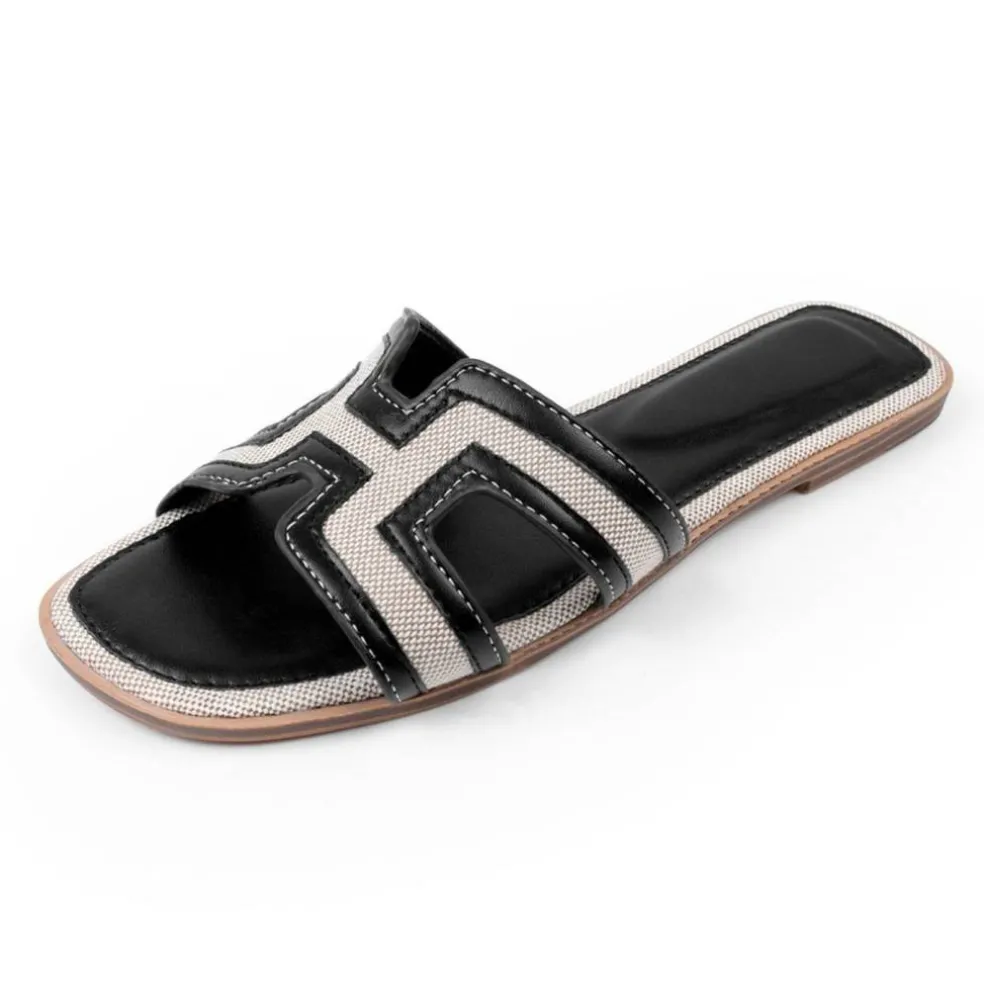 Wheres Cut Out Strap Detail Flat Sandals