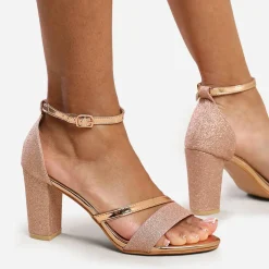 Where¿s Glitter Perla Mid Block Heel Sandals Ladies