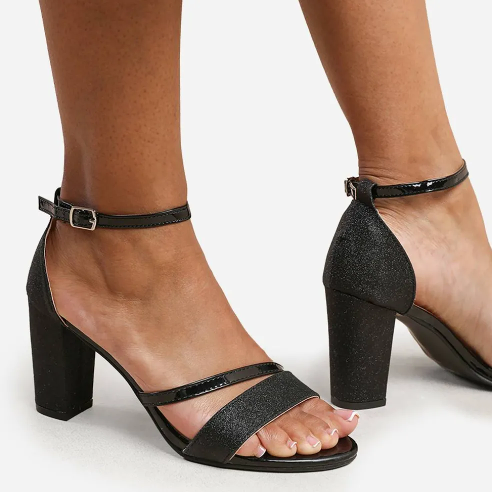 Where¿s Glitter Perla Mid Block Heel Sandals Ladies