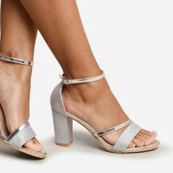 Where¿s Glitter Perla Mid Block Heel Sandals Ladies
