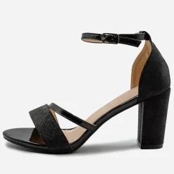 Where¿s Glitter Perla Mid Block Heel Sandals Ladies