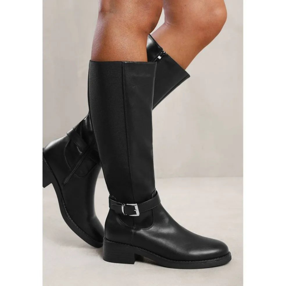Wheres Knee High Riding Boots With Side Buckle Strap