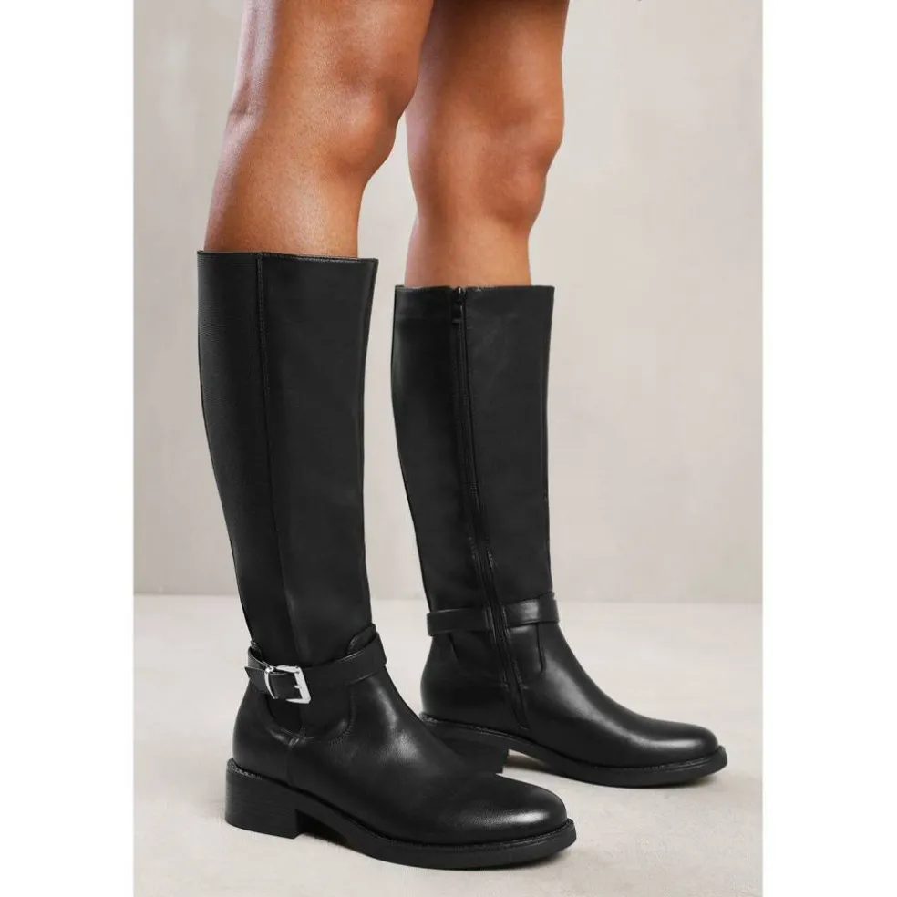 Wheres Knee High Riding Boots With Side Buckle Strap